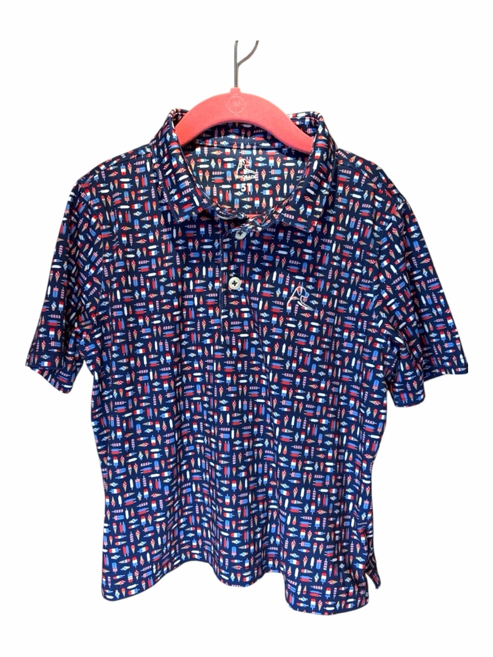 Rhoback Youth Boy’s Performance Polo Shirt The Brain Freeze Patriotic 5T